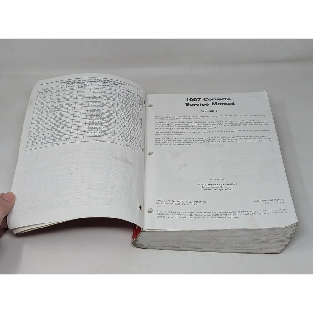 1997 Chevrolet Corvette Service Manual GMP/97-Y-3 Book 3 Engine Transmission VTG